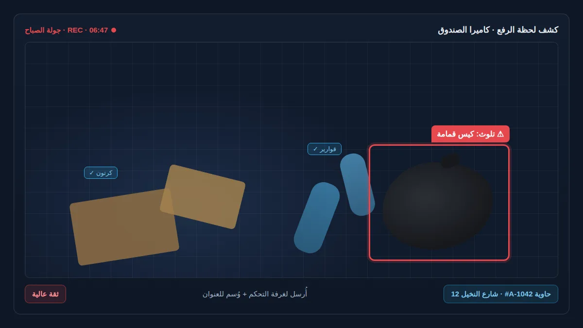 كشف تلوث إعادة التدوير والحمولة الزائدة - لحظة الرفع، بلا حساسات في الحاويات